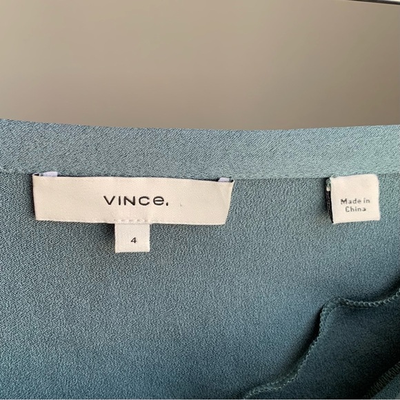 Vince Satin Midi Skirt 4 Pleated Mixed Media Asymmetrical - Picture 11 of 16